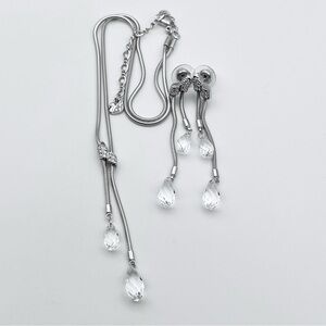 Swarovski Gillian Double Teardrop Crystal Dangle Lariat Y-Necklace & Earrings